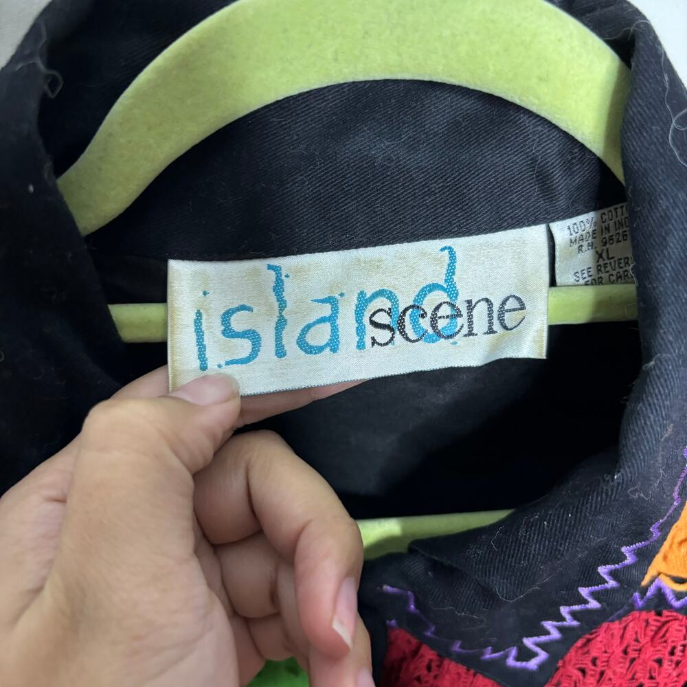 Island Scene Patchwork Textured Vintage Jacket Sz… - image 6